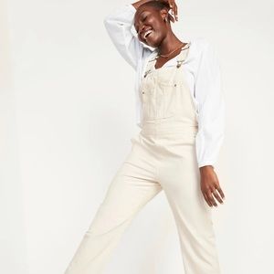 Old Navy Slouchy Straight Beige Ecru-Wash Workwear Jean Overalls